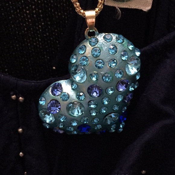 🦋💙🆕 Betsey Johnson Teal & Blue Big Heart - Picture 4 of 6
